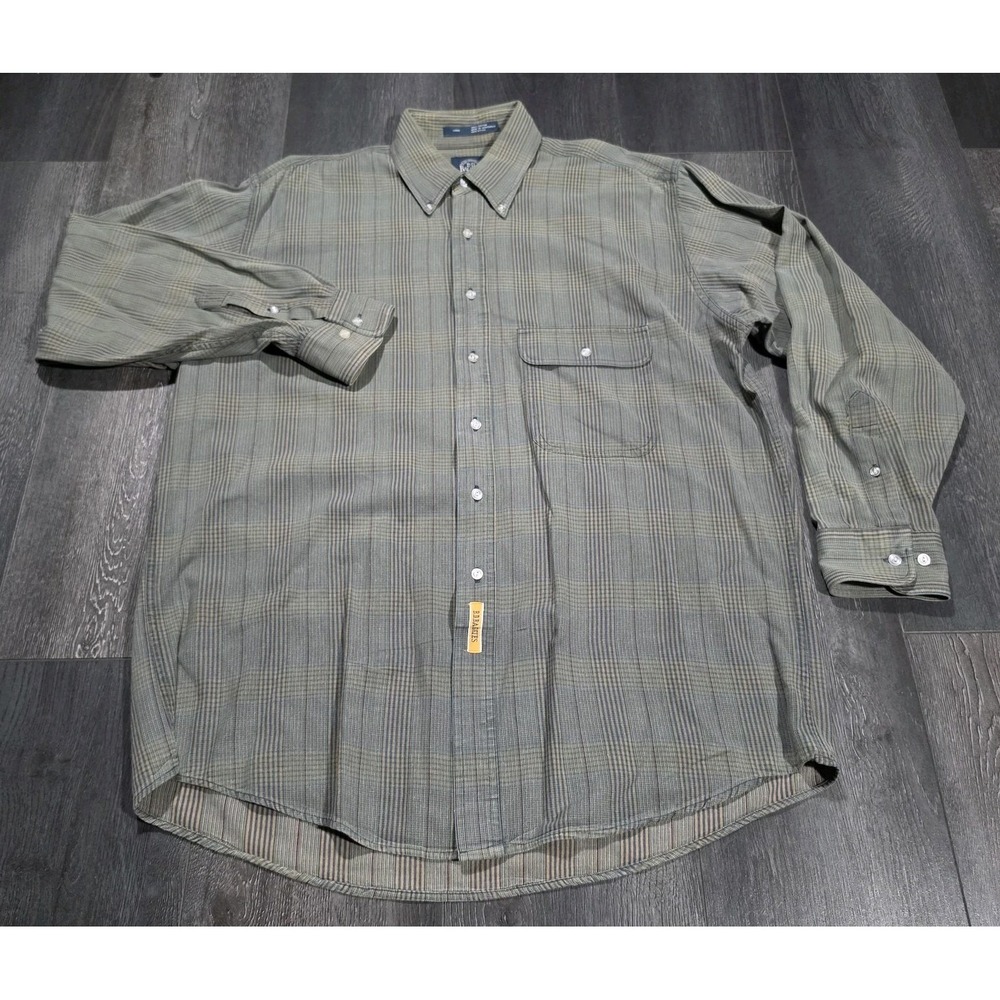 Vintage BD Baggies Button Down Shirt Men L Green Plaid 90s Ivy College Preppy